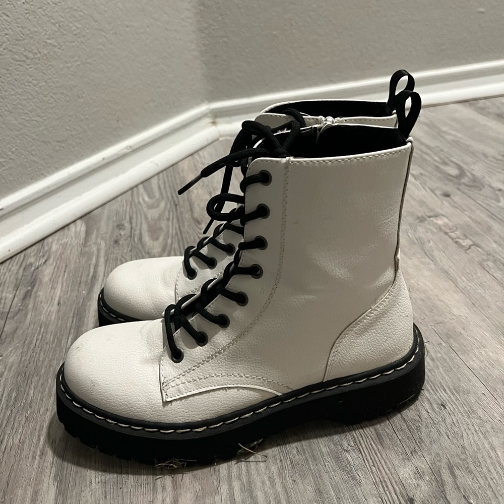 White combat boots